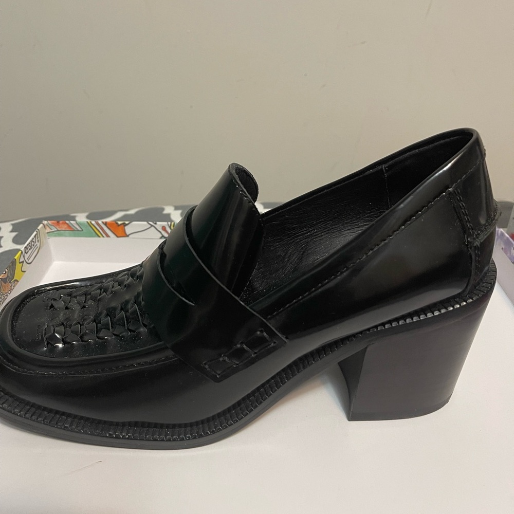 Black loafers with heel